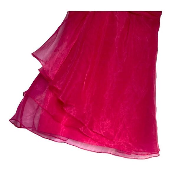 CHIFFON A Line Dress Magenta Pink Chiffon Tulle Sheer Spaghetti Strap Womens 6 - Picture 6 of 8